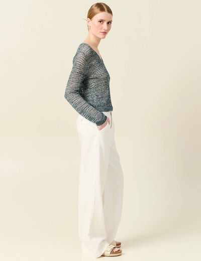 Pull éco-responsable bleu pétrole femme