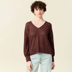 Pull manches longues ajouré bordeaux femme