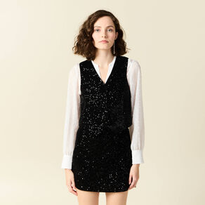 debardeur sans manches sequins noir femme Débardeur sans manches sequins noir femme