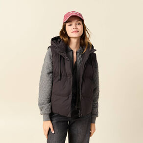 doudoune sans manches capuche gris fonce femme Doudoune sans manches capuche gris foncé femme