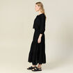 Blouse manches 3/4 brodée noir femme