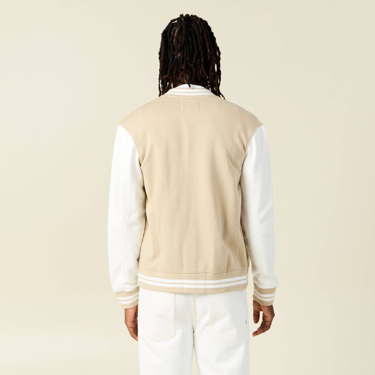 Veste sweat oversize manches longues beige homme