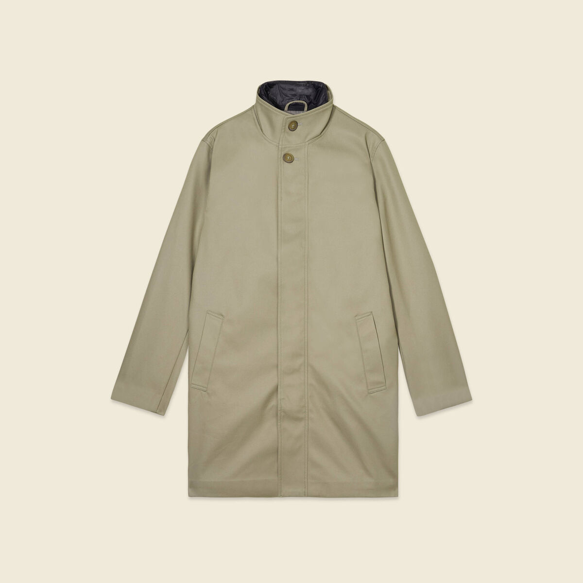 Trench mi-long col montant vert kaki homme