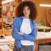 Chemise oversize en coton bleu ciel femme
