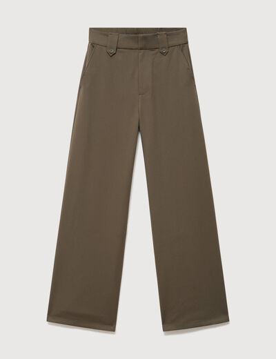 Pantalon large taille haute fluide camel femme