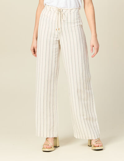 Pantalon large éco-responsable blanc femme