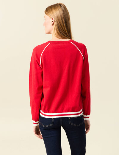 Pull manches longues rouge femme