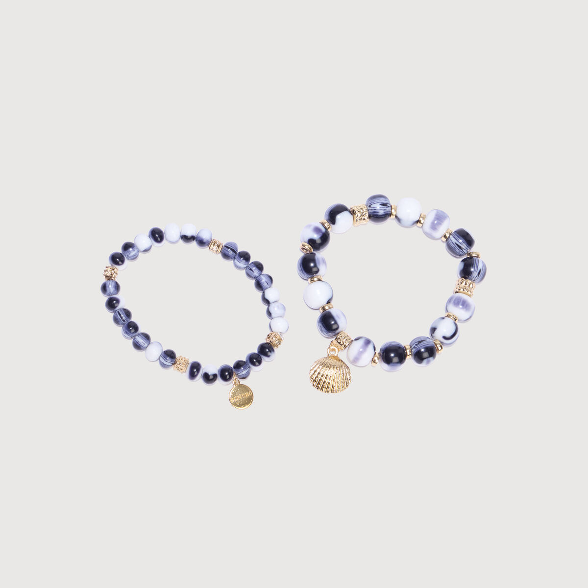 Lot de 2 bracelets bleu fonc&eacute; femme