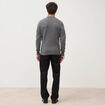 Pull droit col rond manches longues gris fonc&eacute; homme