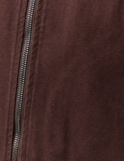 Blouson droit court en coton marron fonc&eacute; homme
