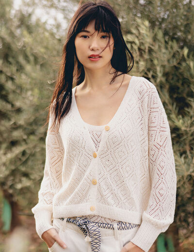 Gilet ajouré éco-responsable creme femme
