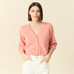 Gilet manches 3/4 rose saumon femme