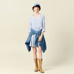 Robe patineuse boutonnée ecru femme