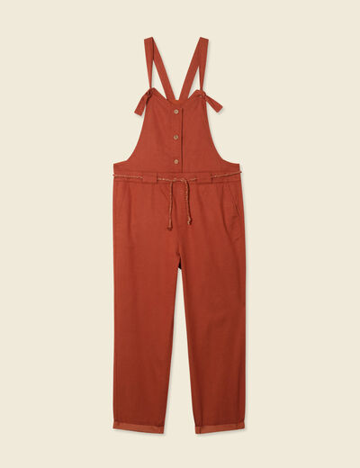 Salopette fluide boutonnée rouge foncé femme