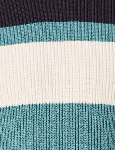 Pull fin col rond manches longues bleu p&eacute;trole homme