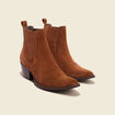 Bottines en cuir &agrave; talon marron cognac femme