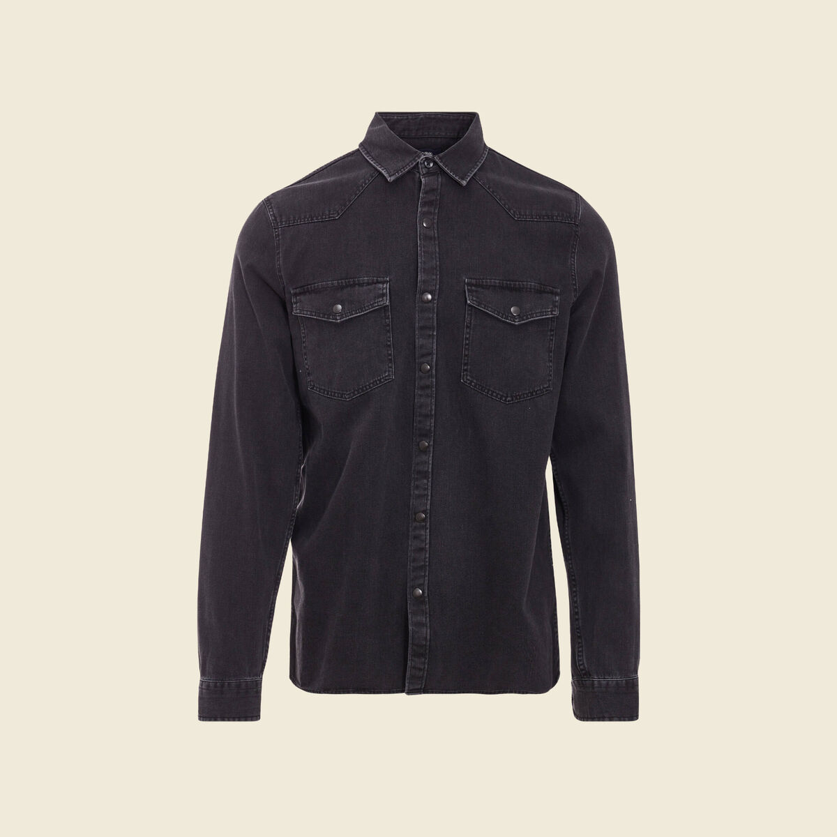 Chemise manches longues jean denim noir homme