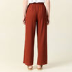 Pantalon large fluide noeud marron cognac femme