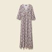 Robe col V manches longues bleu femme