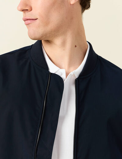 Blouson court manches longues doubl&eacute; bleu marine homme