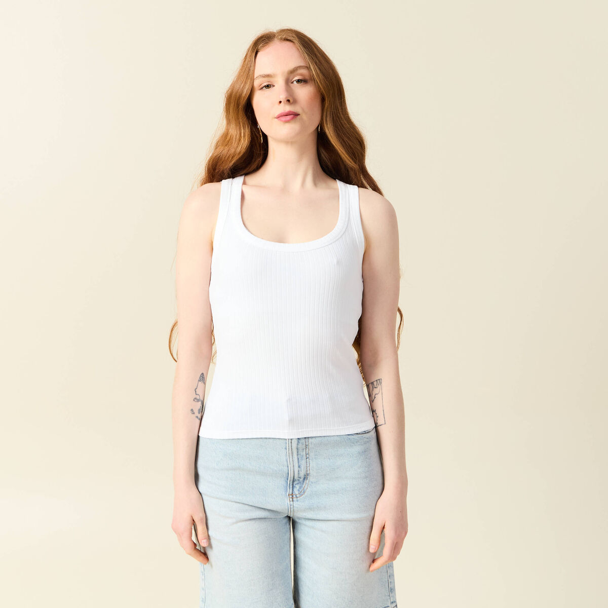 Débardeur sans manches blanc femme
