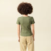 T-shirt manches courtes c&ocirc;tel&eacute; vert kaki femme