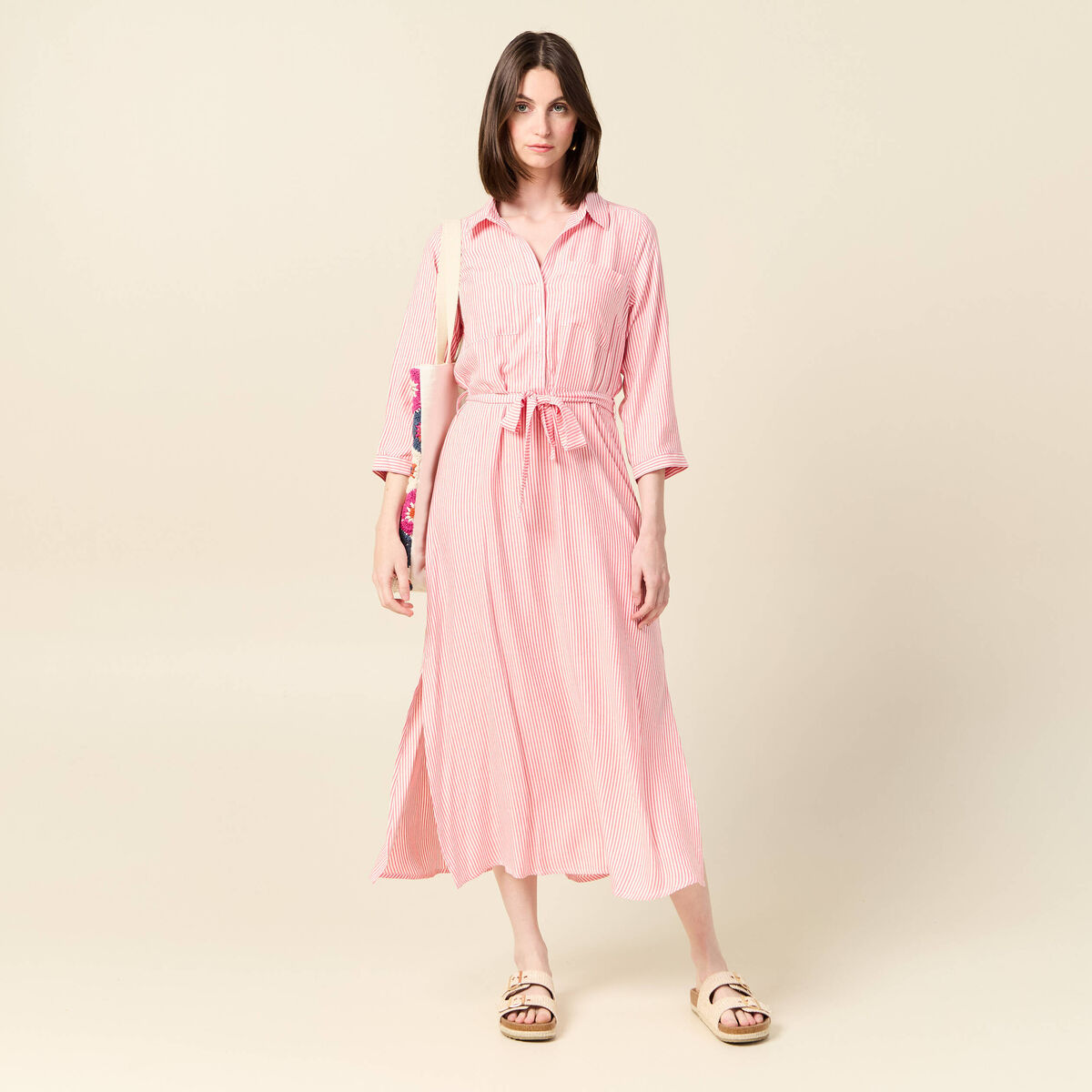 Robe chemise éco-responsable rouge femme