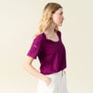 T-shirt manches courtes brodé violet femme