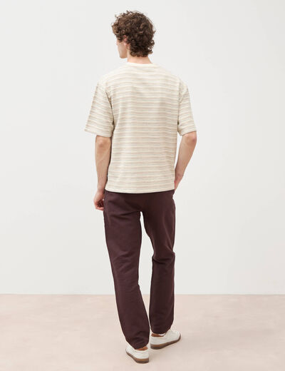 T-shirt col rond manches courtes ecru homme