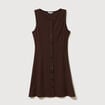 Robe sans manches en maille col rond marron fonc&eacute; femme