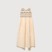 Robe col v &agrave; bretelles en coton creme femme