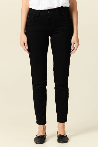 Jeans Vanessa - slim taille basse 7/8ème denim noir femme