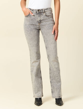 Jeans bootcut denim gris clair femme