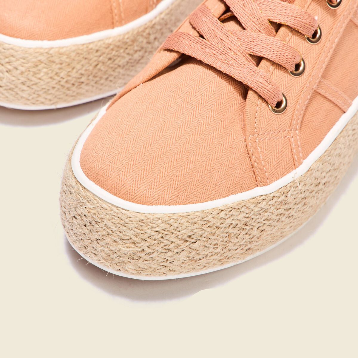 Espadrilles plateformes orange foncé femme