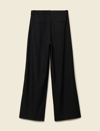 Pantalon large taille haute noir femme