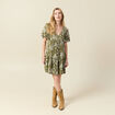 Robe évasée manches courtes vert olive femme