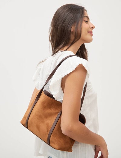Sac bandouli&egrave;re avec doublure camel femme