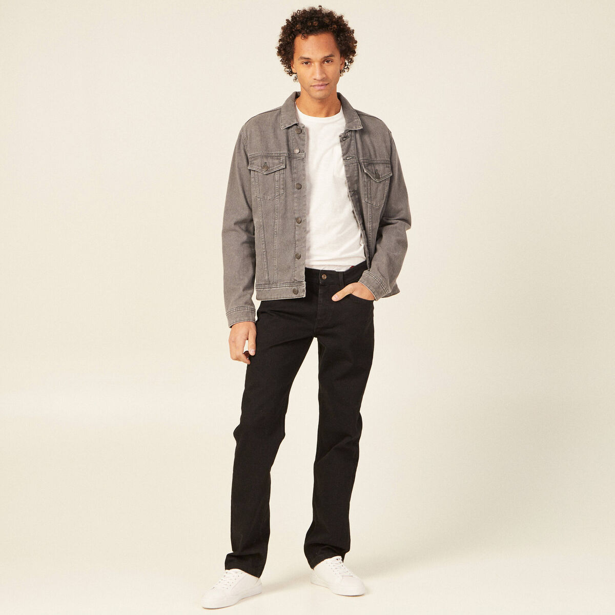 Jeans éco-responsable regular denim noir homme