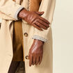 Gants en cuir marron foncé femme