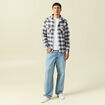 Chemise &agrave; carreaux manches longues ecru homme