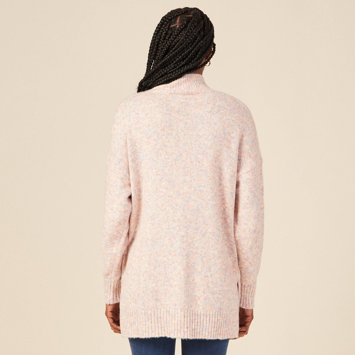 Pull long oversize orange foncé femme