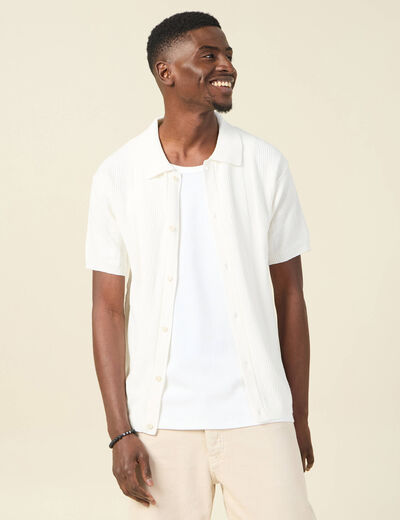 Chemise manches courtes tricot ecru homme