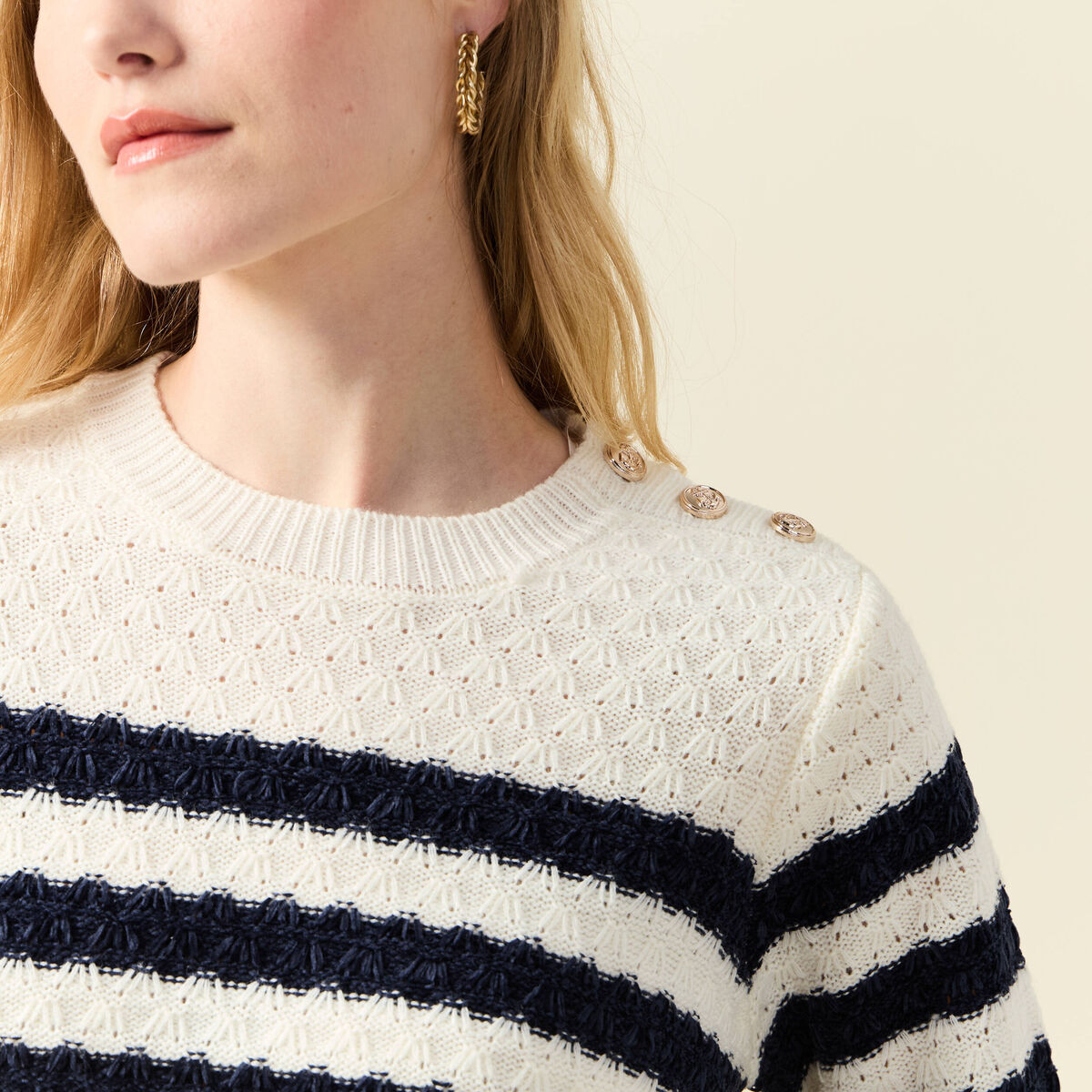 Pull manches longues bleu marine femme