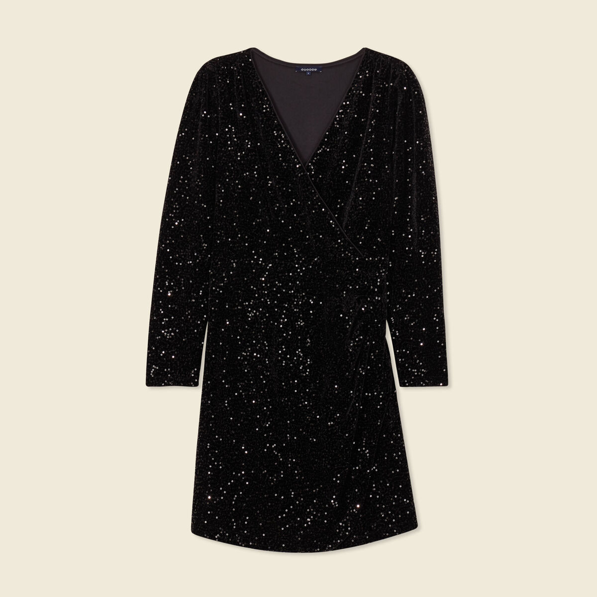 Robe cintrée sequins noir femme