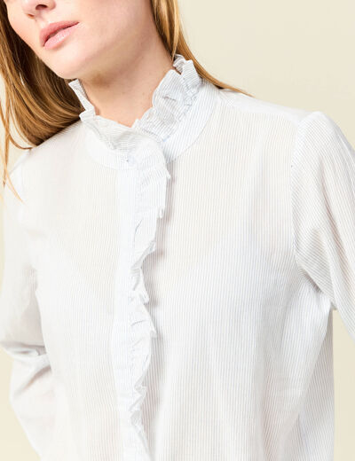 Chemise manches longues en coton blanc femme