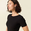 T-shirt manches courtes c&ocirc;tel&eacute; noir femme