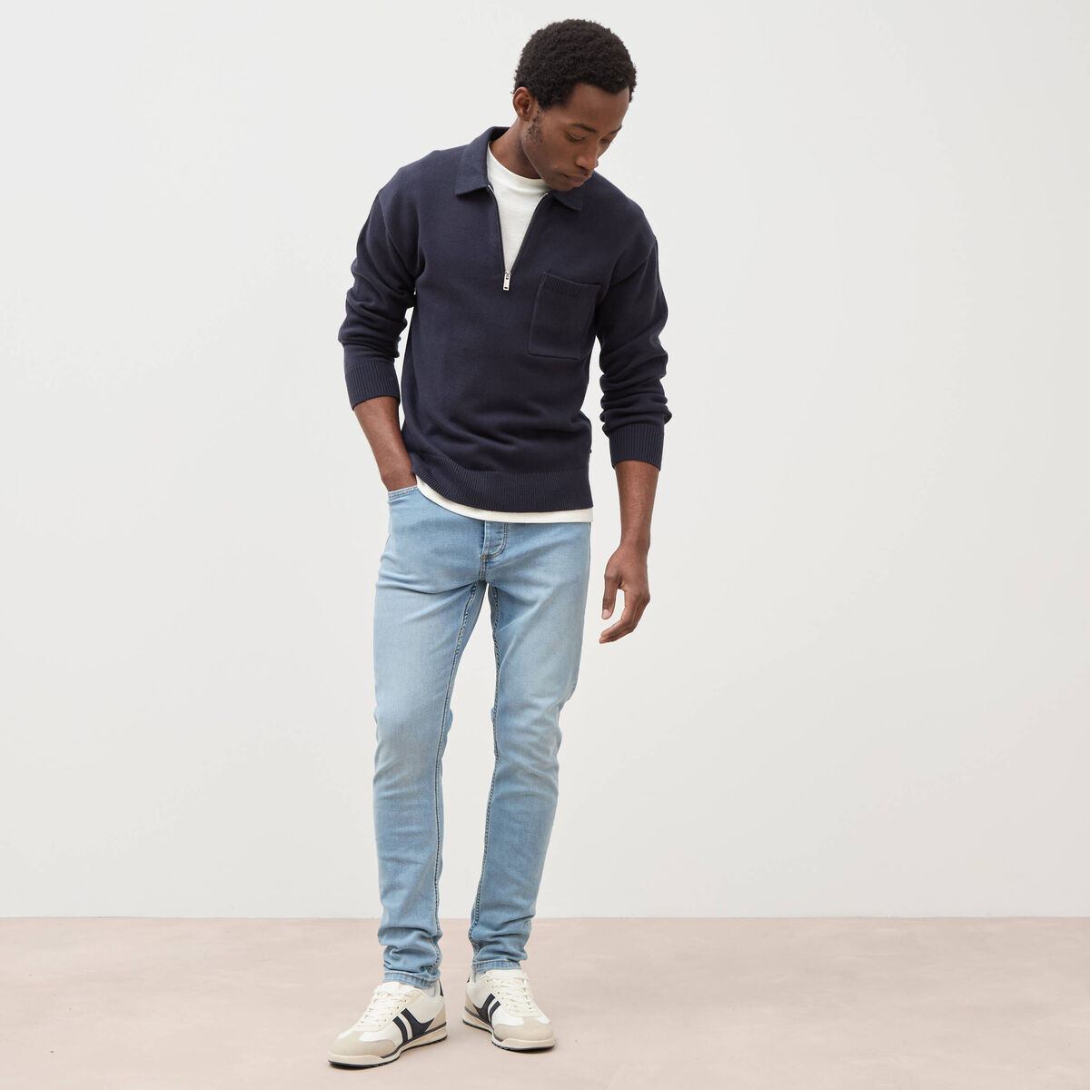 Jeans skinny tapered denim bleach homme
