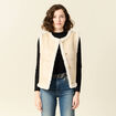 Veste suédine sans manches creme femme