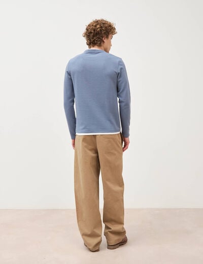 T-shirt manches longues bleu fonc&eacute; homme
