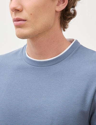 T-shirt manches longues bleu fonc&eacute; homme